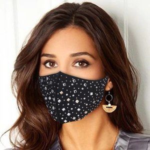 ❤️ NEW Silver Stud Face Mask Black Beautiful Glam Mask